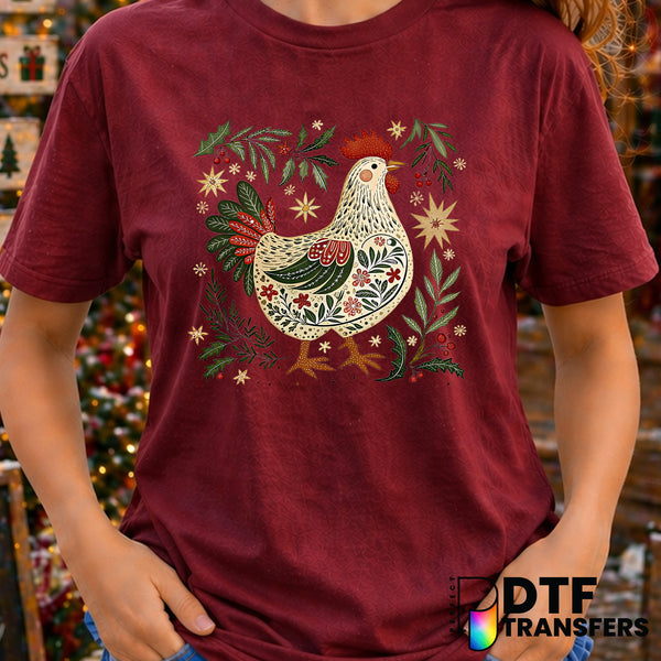 Western Christmas Chicken – DTF Transfer