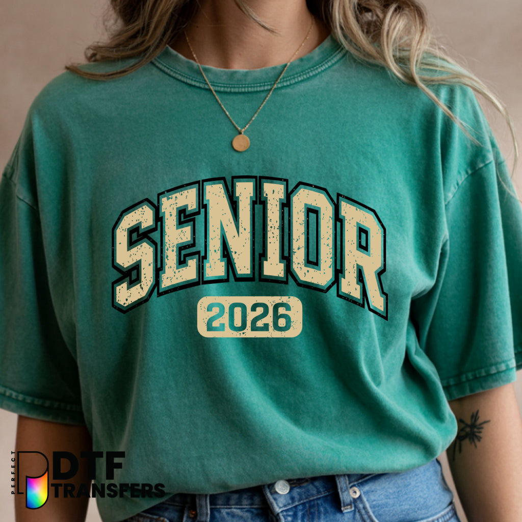 Senior Black and Gold Arched Class of 2026 – Teacher DTF Transfer