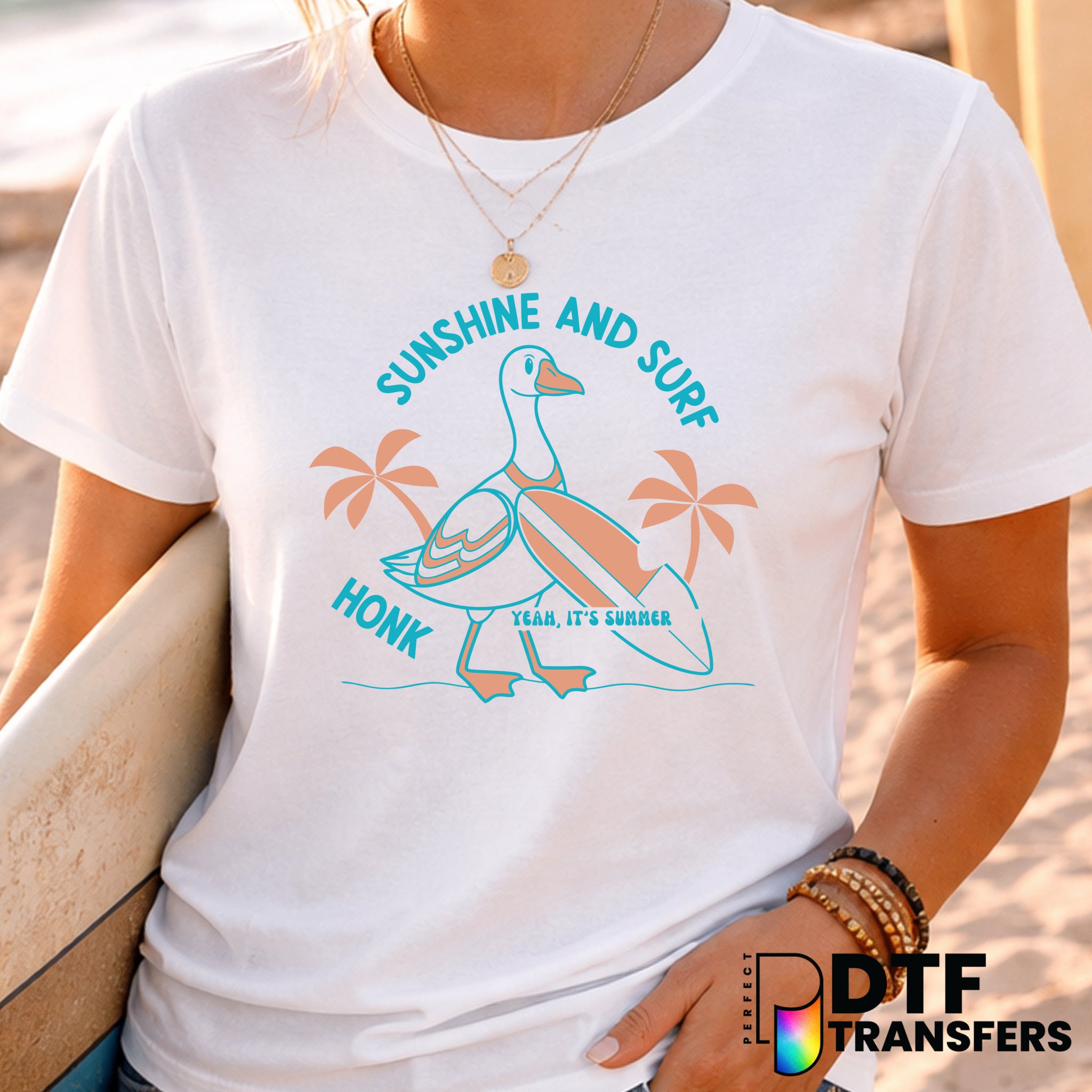 Sunshine and Surf – Surfing DTF Transfer