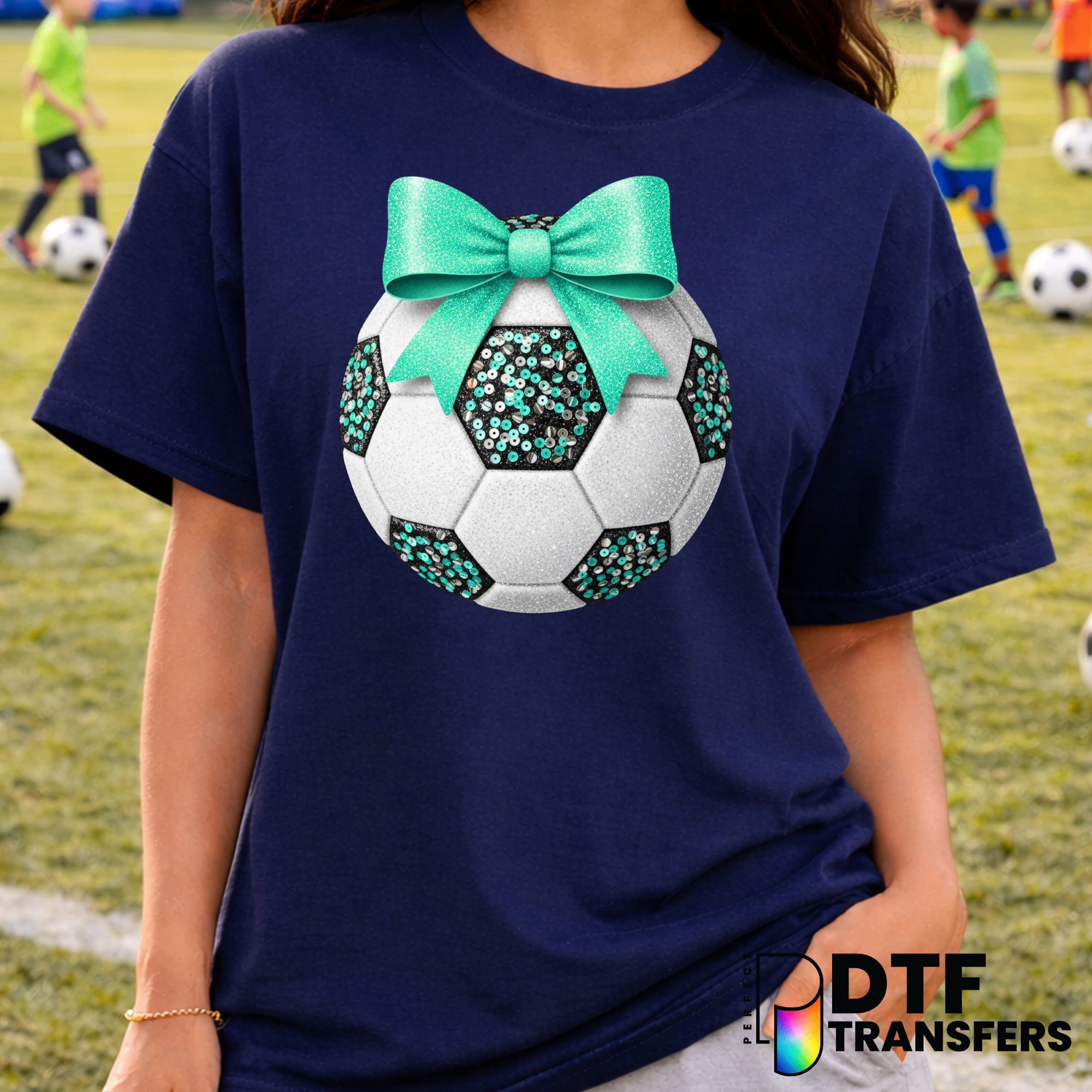 SOCCER Text with Coquette Bow – Soccer DTF Transfer