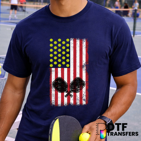 American Flag Pickleball Paddles & Ball – DTF Transfer