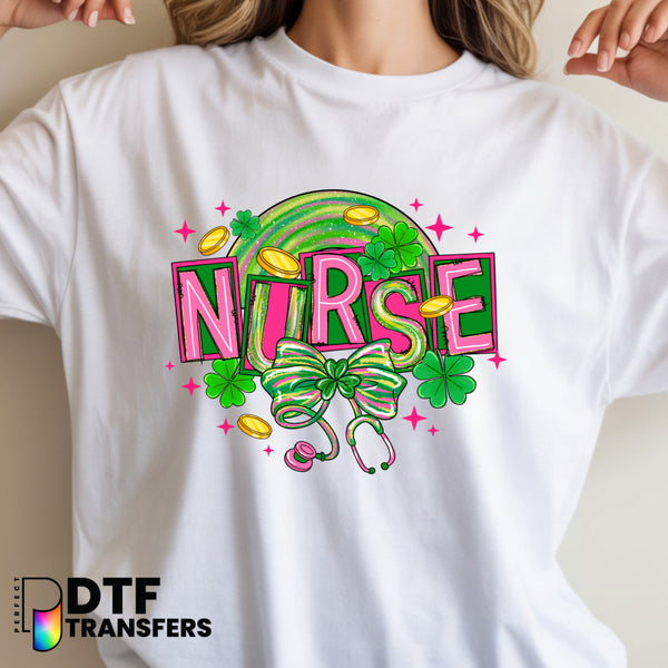 St. Patrick's Day Nurse Shamrock – School Nurse DTF Transfer