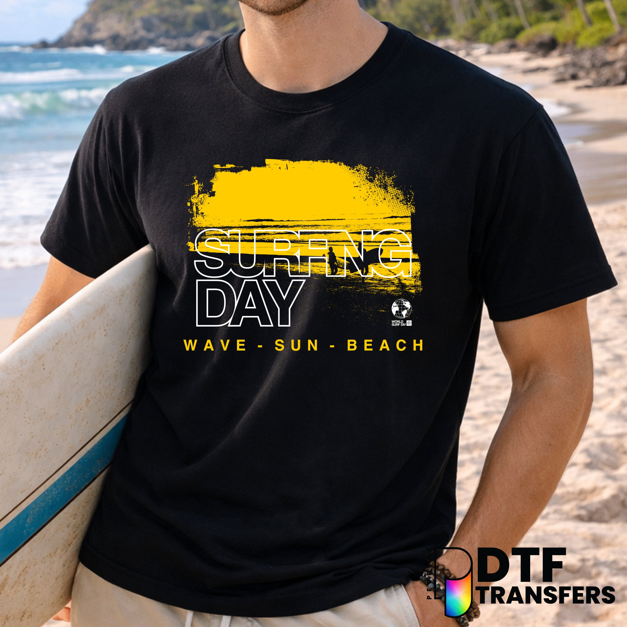 Surfing Day Summer Sun – Surfing DTF Transfer