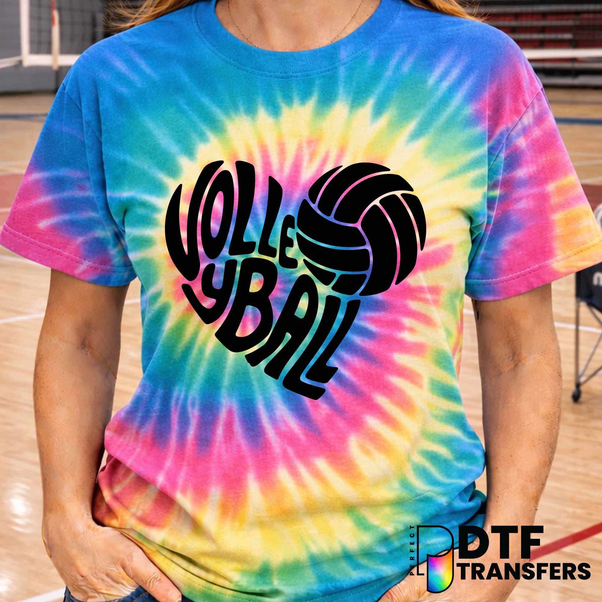 Volleyball Heart Lettering – Volleyball DTF Transfer