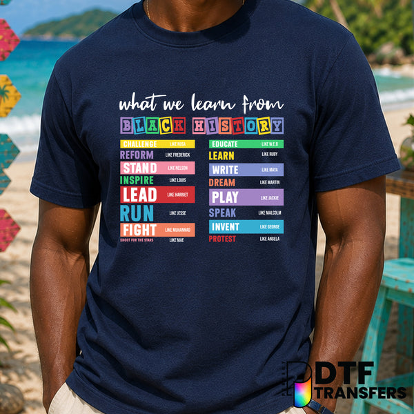 WHAT WE LEARN FROM BLACK HISTORY IS THAT WE ARE GREATER THAN WHAT WE GO THROUGH – Black History Month DTF Transfer