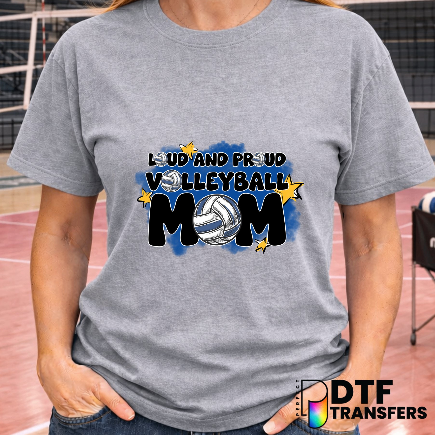 Loud and Proud Volleyball Mom Stars – Volleyball DTF Transfer