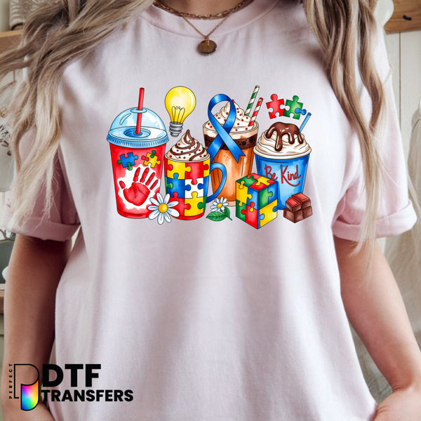 Coffee Cup with Puzzle Pieces – Special Education DTF Transfer