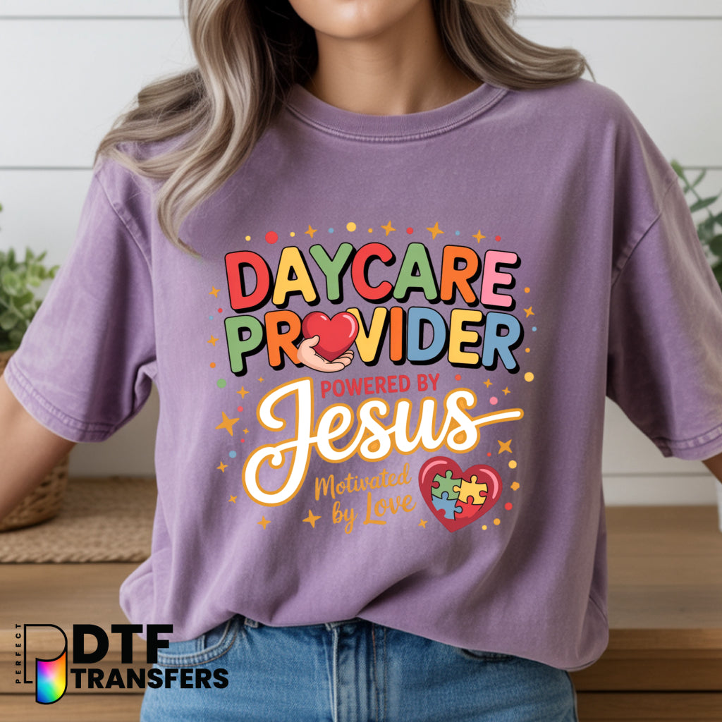 Daycare Provider Powered By Jesus – Religious Teacher DTF Transfer