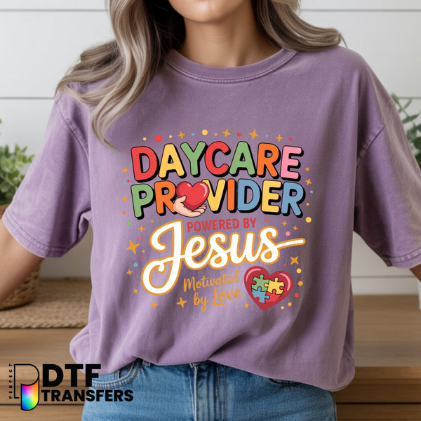 Daycare Provider Powered By Jesus – Religious Teacher DTF Transfer