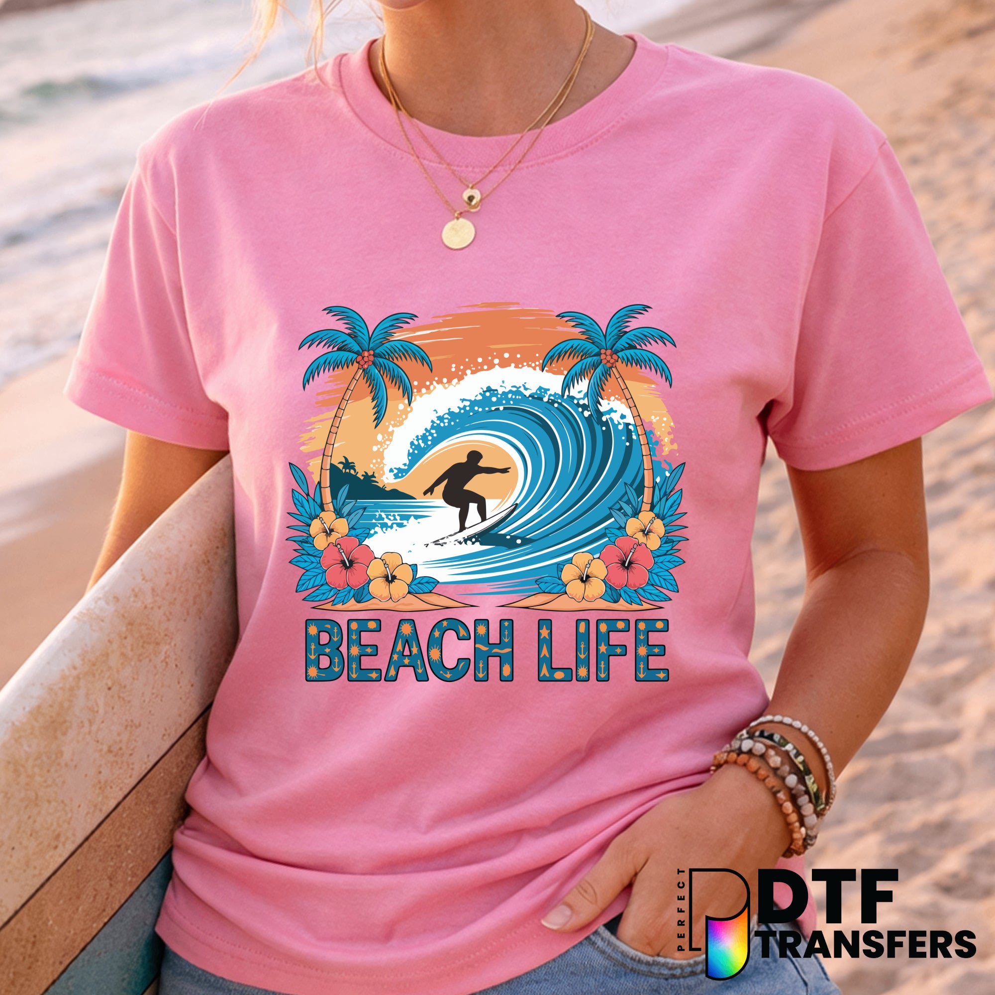 BEACH LIFE – Surfing DTF Transfer
