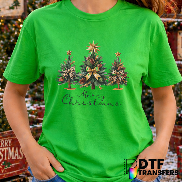Merry Christmas Tree Leopard Bow – Christmas DTF Transfer