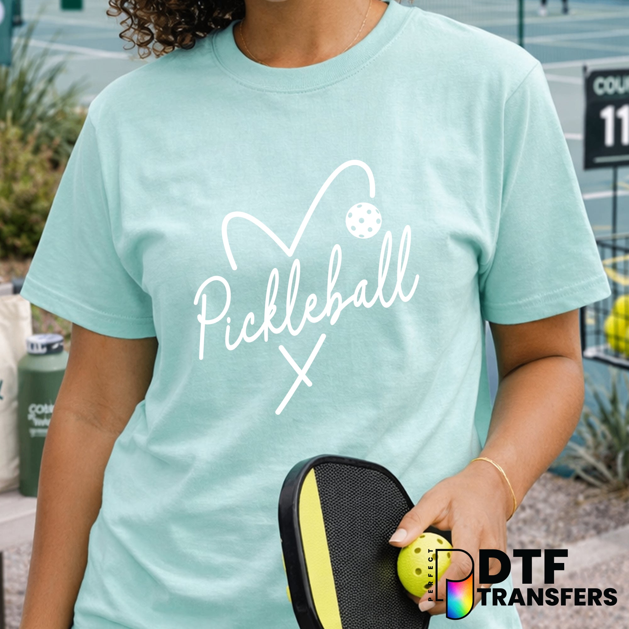 Pickleball Heart Script – DTF Transfer