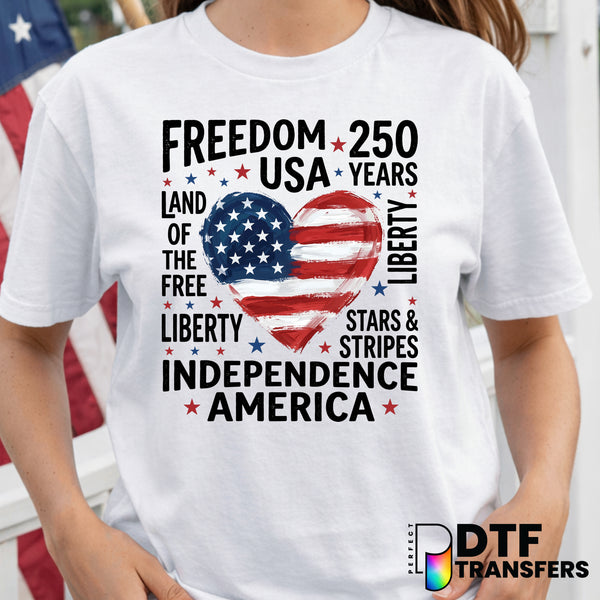 USA Heart Watercolor Flag – Fourth of July DTF Transfer