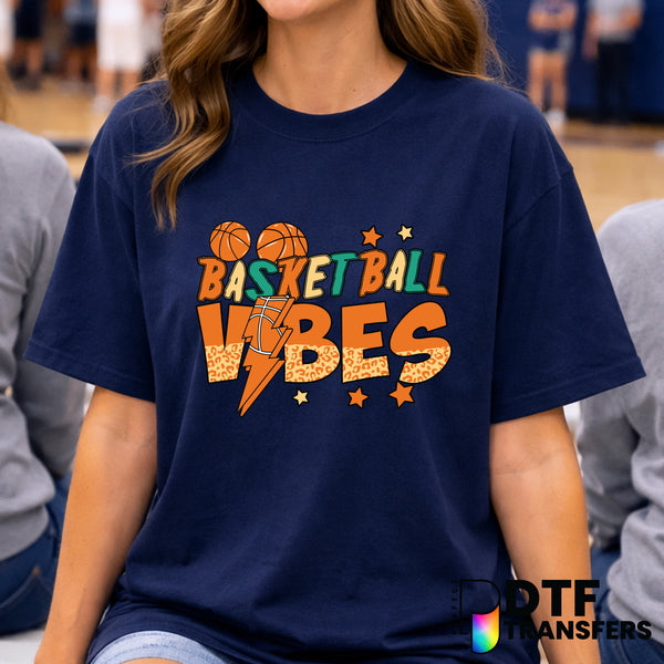 Retro Leopard Basketball Lightning Bolt – DTF Transfer
