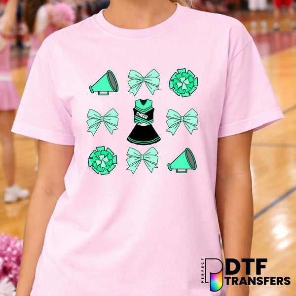 Megaphone, Bow & Pom Poms – Cheerleading DTF Transfer