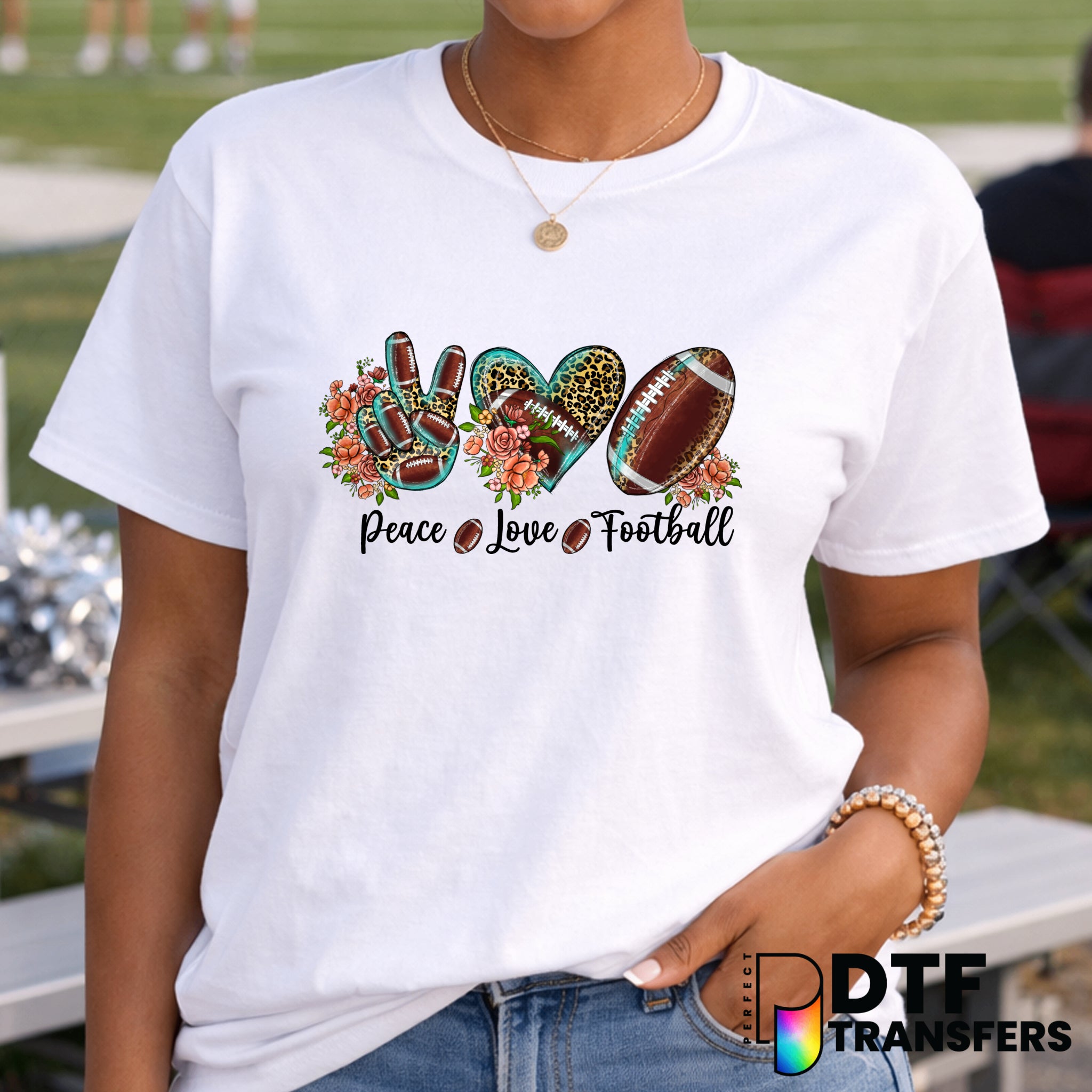 Peace Love and Football – Football DTF Transfer
