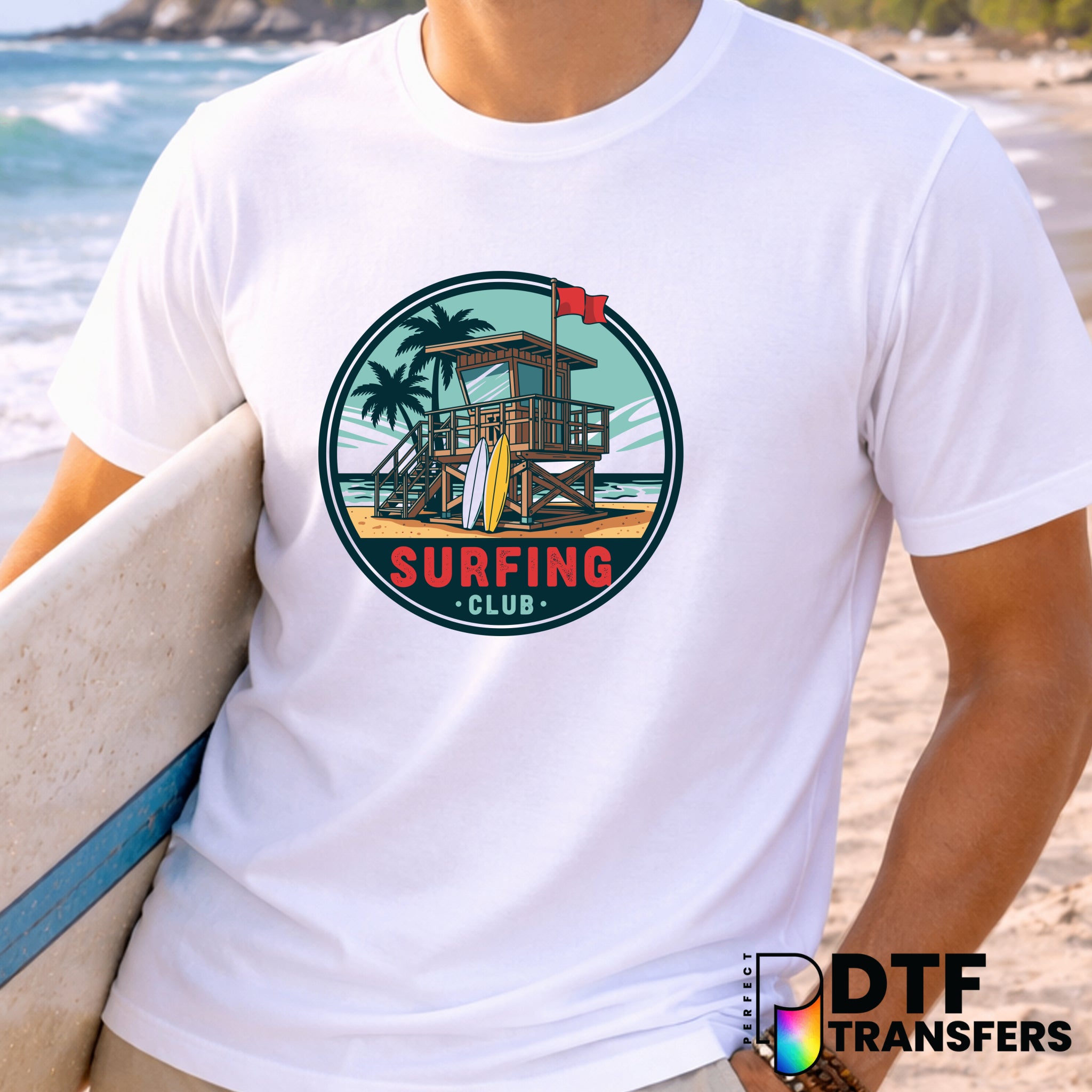 SURFING CLUB BEACH LIFEGUARD HOUSE SUMMER – Surfing DTF Transfer