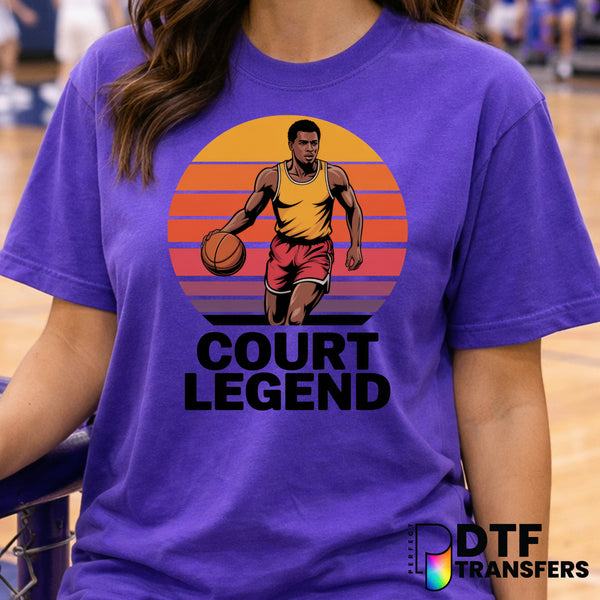 Retro Basketball Court Legend – Basketball DTF Transfer