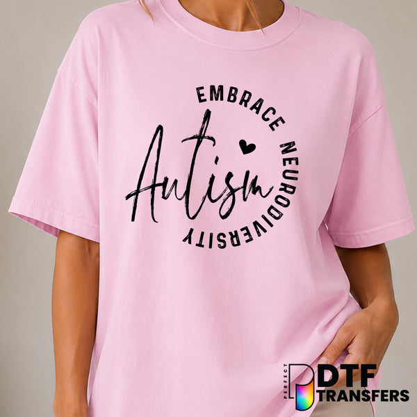 Embrace Neurodiversity Autism Awareness – DTF Transfer (view 1 of 2) – by Perfect DTF Transfers – Premade DTF Transfers –...