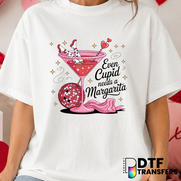 Even Cupid Needs a Margarita – Valentine's Day DTF Transfer (view 1 of 2) – by Perfect DTF Transfers – Premade DTF Transfe...