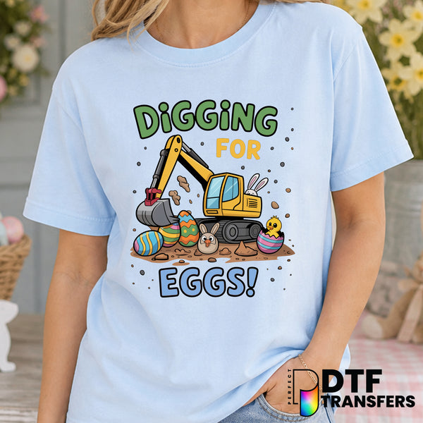 Easter Excavator Digging for Eggs – Easter DTF Transfer