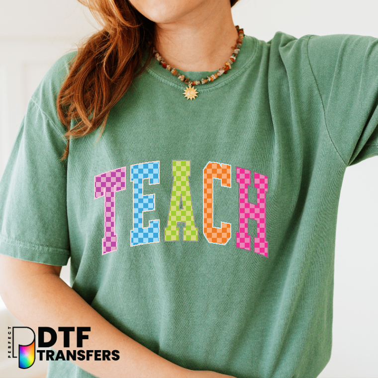 Teach – Preppy Checkerboard Teacher DTF Transfer