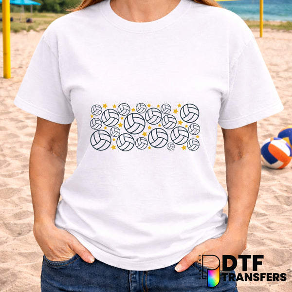 Volleyball Collage with Stars – Volleyball DTF Transfer