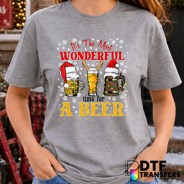 It's the Most Wonderful Time For A Beer – Christmas DTF Transfer