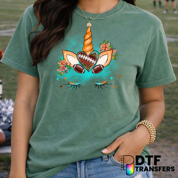 Turquoise Leopard Floral Football – DTF Transfer