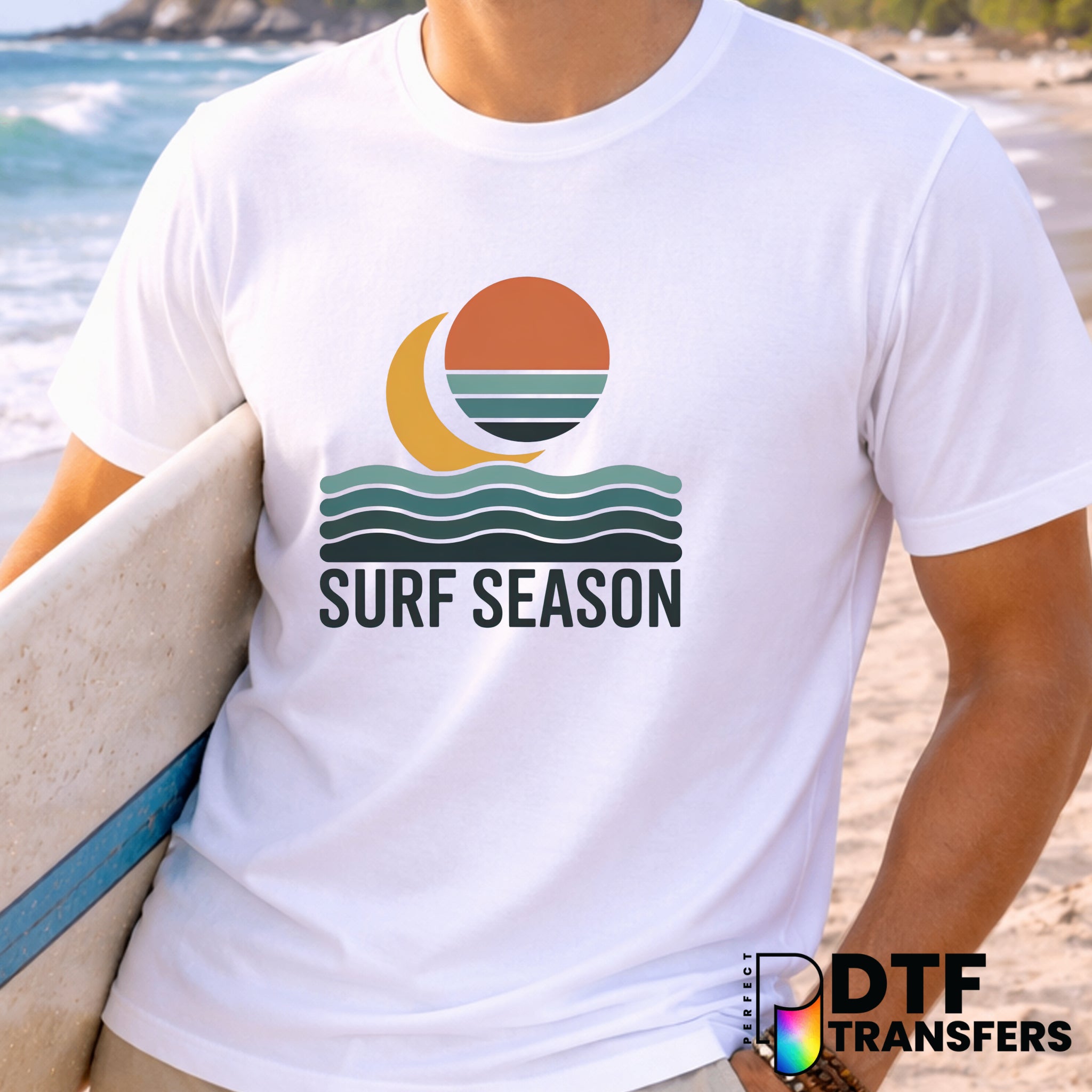 Surf Season Retro Waves – Surfing DTF Transfer