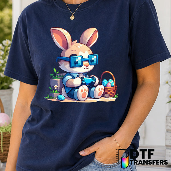 Cute Gaming Bunny Easter Gamer – Easter DTF Transfer