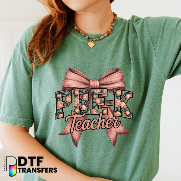 PreK Pink Bow – Teacher DTF Transfer