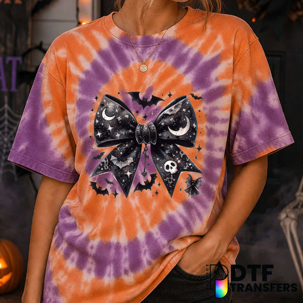 Black Bow Coquette Bats Halloween – Halloween DTF Transfer