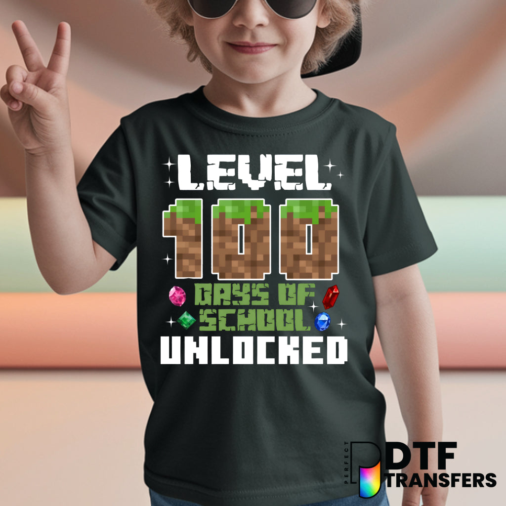 Level 100 Minecraft - 100 Days of School – Teacher DTF Transfer