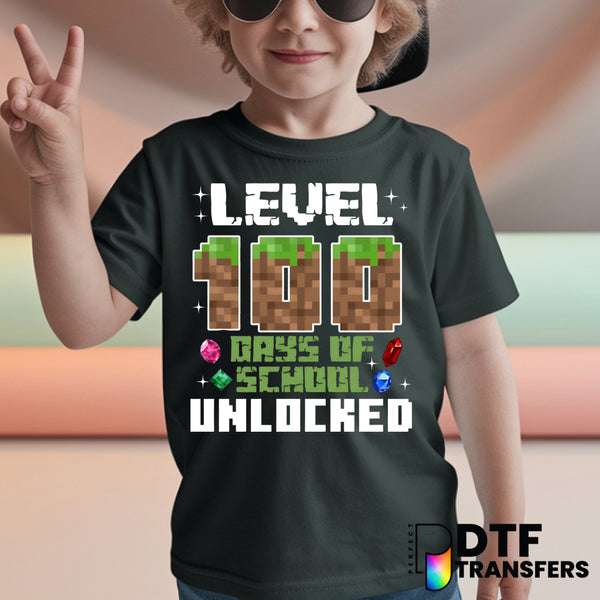 Level 100 Minecraft - 100 Days of School – Teacher DTF Transfer
