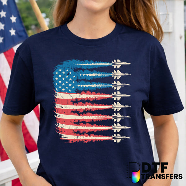 Fighter Jet American Flag – Fourth of July DTF Transfer