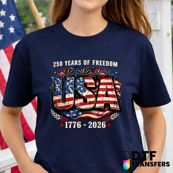 250 Years of Freedom USA – Fourth of July DTF Transfer