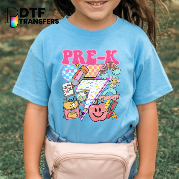 PRE-K Retro Lightning Bolt – Teacher DTF Transfer