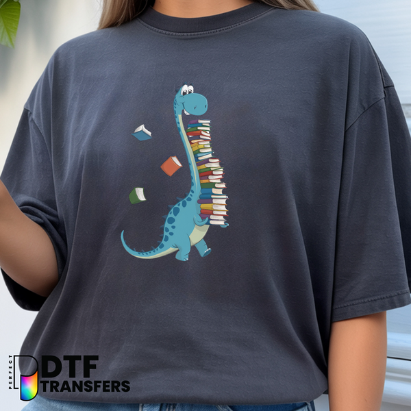Book-Loving Dinosaur Teacher DTF Transfer