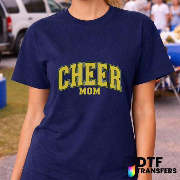 Cheer Mom Varsity Arch Faux Glitter – Cheerleading DTF Transfer