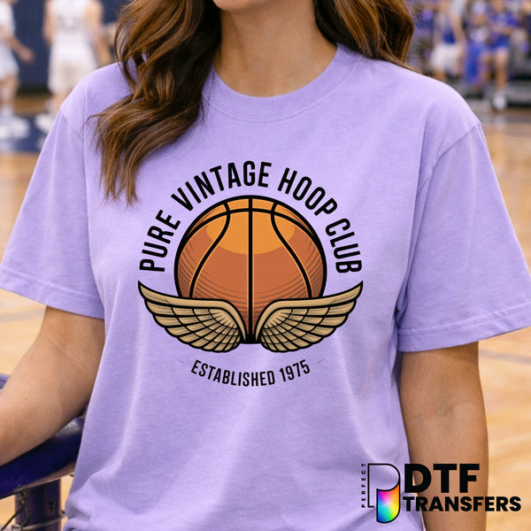 Pure Vintage Hoop Club EST 1989 – Basketball DTF Transfer