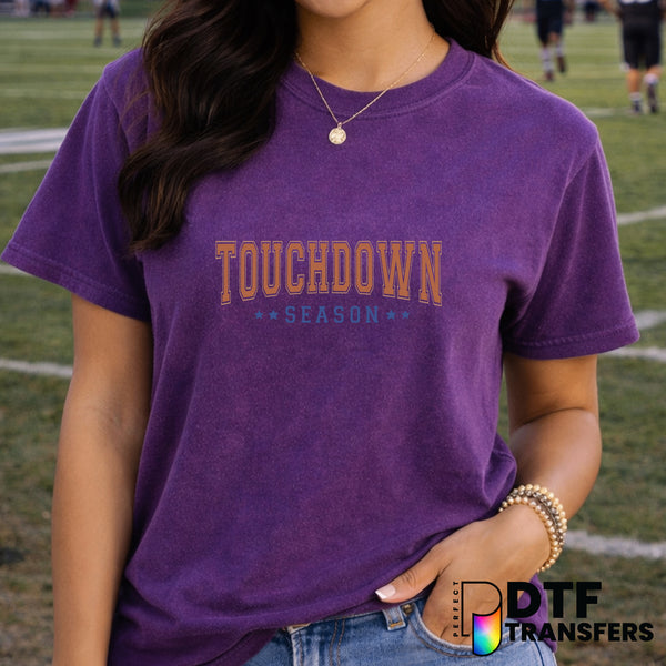 Touchdown Season Varsity Arch Blue – Football DTF Transfer