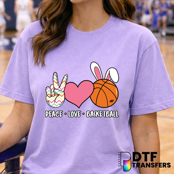 Peace Love Basketball – Basketball DTF Transfer