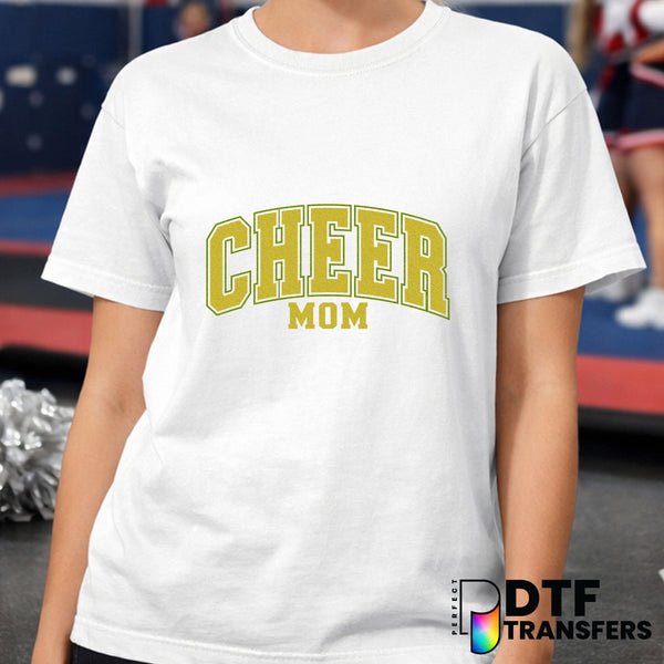 Cheer Mom Varsity Arch Faux Glitter – Cheerleading DTF Transfer