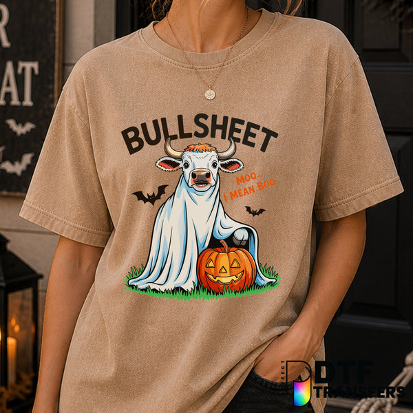 Bullsheet Moo I Mean Boo – Halloween DTF Transfer