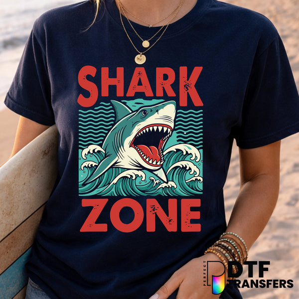 Shark Zone Surfing – Surfing DTF Transfer