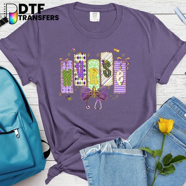 Mardi Gras Fleur De Lis Nurse – School Nurse DTF Transfer