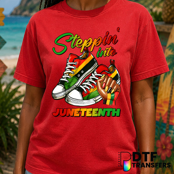 Steppin' Into Juneteenth Sneakers – Black History Month DTF Transfer