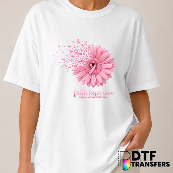 Faith Hope Love Breast Cancer Awareness – DTF Transfer (view 1 of 2) – by Perfect DTF Transfers – Premade DTF Transfers –...