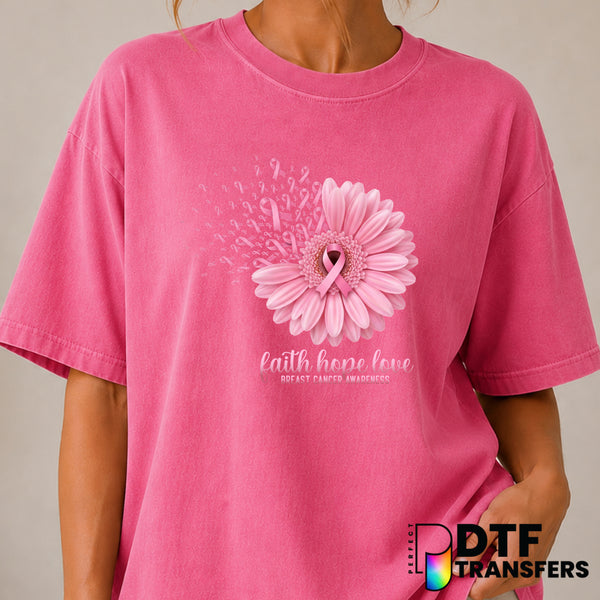 Faith Hope Love Breast Cancer Awareness – DTF Transfer (view 2 of 2) – by Perfect DTF Transfers – Premade DTF Transfers –...